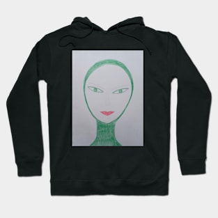 Green Eyed Lady Unique Portrait Art Hoodie